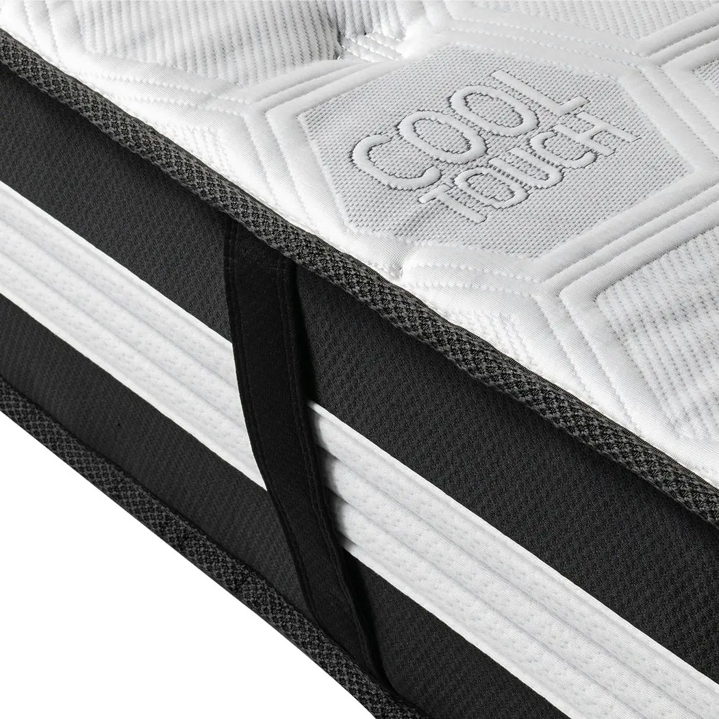 Dreamz Single Cooling Mattress Pocket Spring Euro Top Bed Foam 5 Zone 25cm