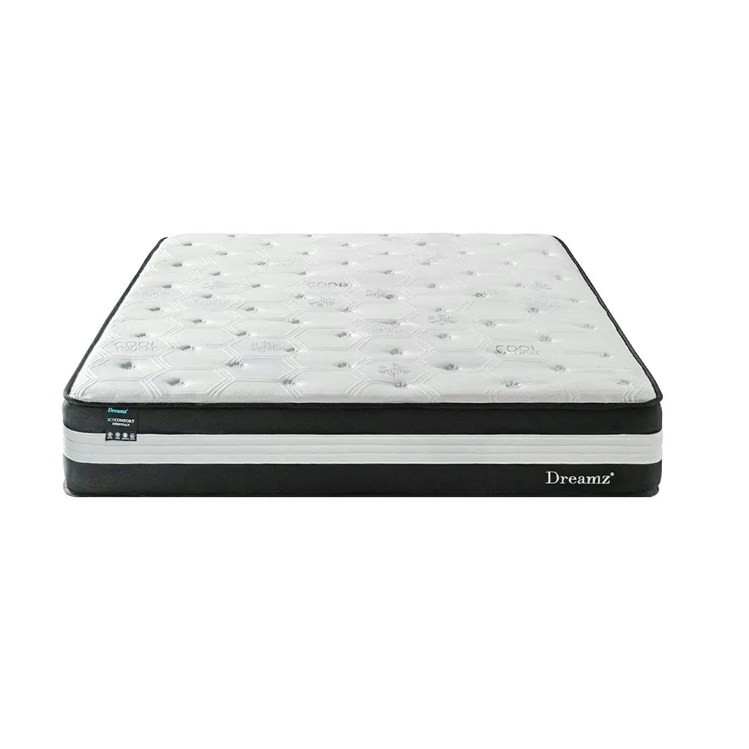 Dreamz Single Cooling Mattress Pocket Spring Euro Top Bed Foam 5 Zone 25cm