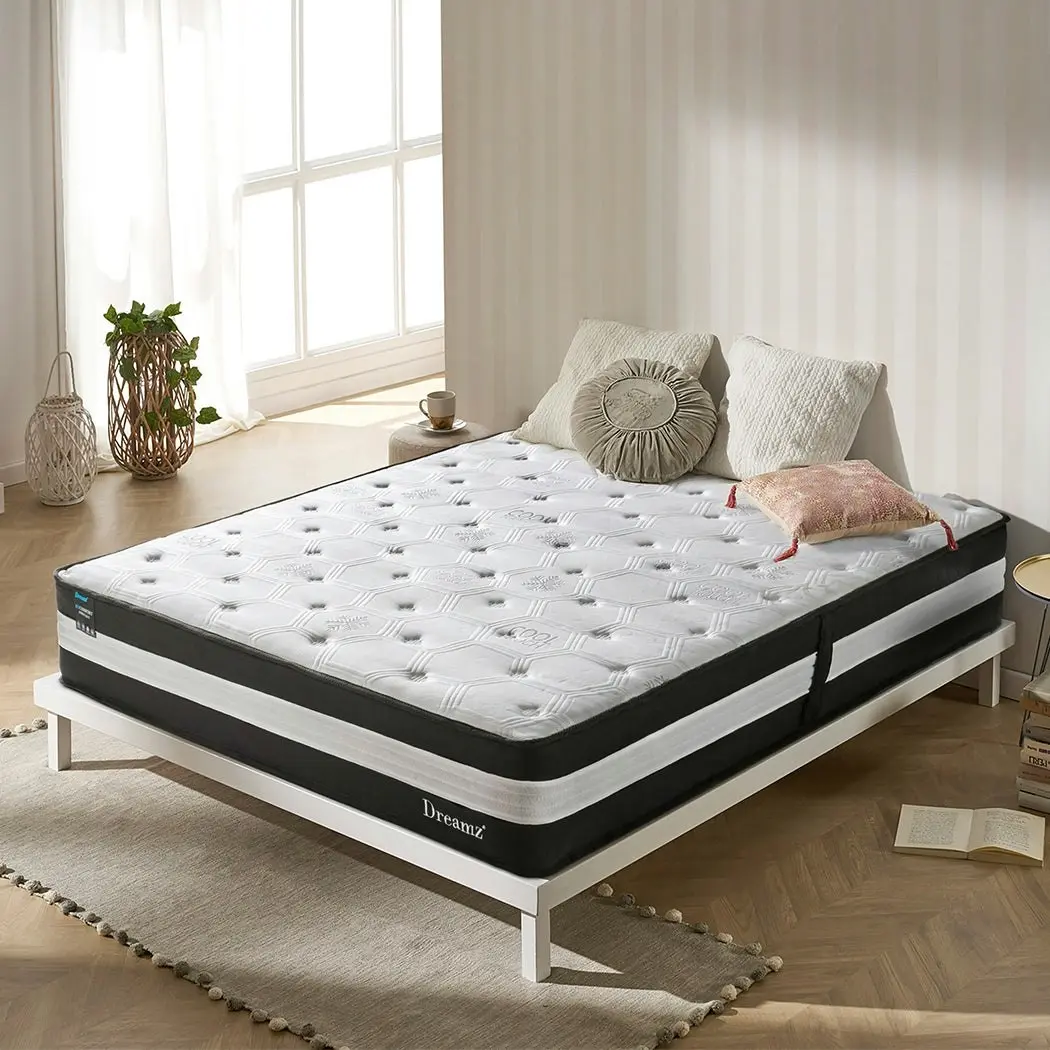 Dreamz Kingsingle Cooling Mattress Pocket Spring Euro Top Bed Foam 5 Zone 25cm