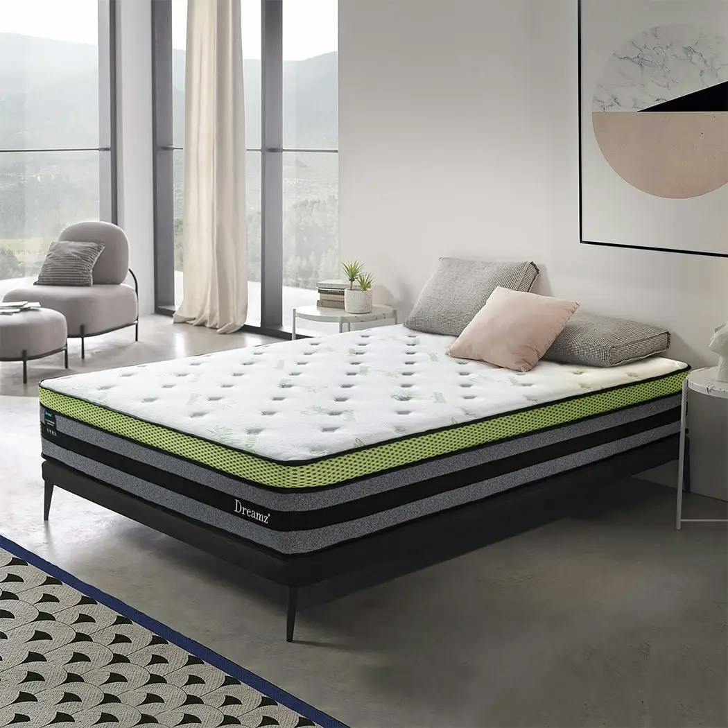 Dreamz Single Cooling Mattress Pocket Spring Euro Top Bed Foam 7 Zone 30cm