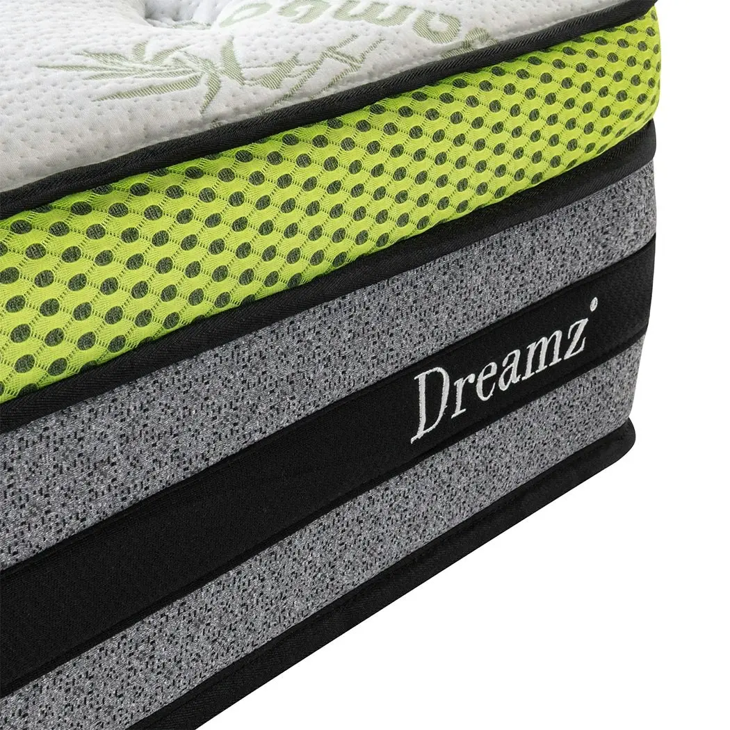 Dreamz Single Cooling Mattress Pocket Spring Euro Top Bed Foam 7 Zone 30cm