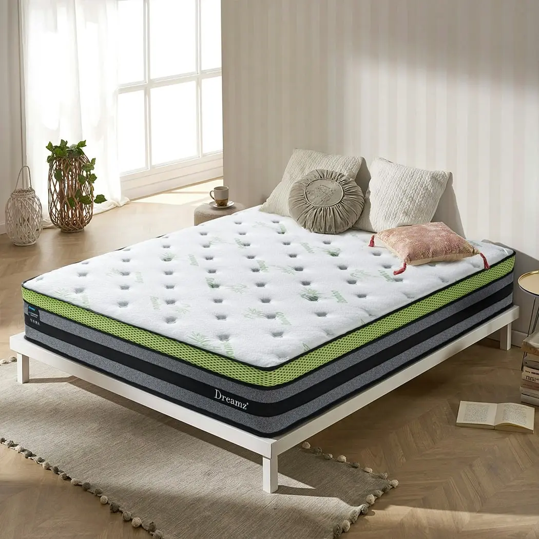 Dreamz Kingsingle Cooling Mattress Pocket Spring Euro Top Bed Foam 7 Zone 30cm