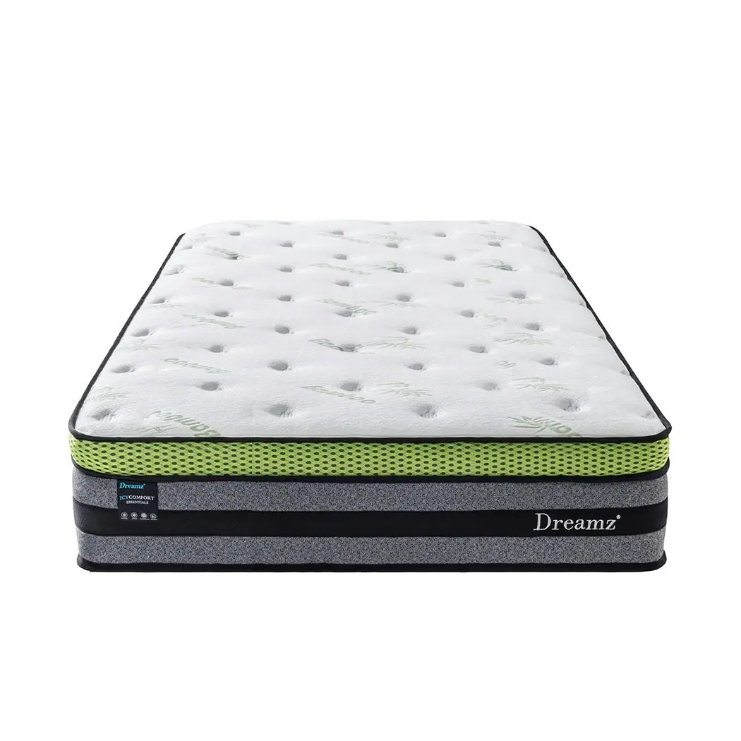 Dreamz Kingsingle Cooling Mattress Pocket Spring Euro Top Bed Foam 7 Zone 30cm