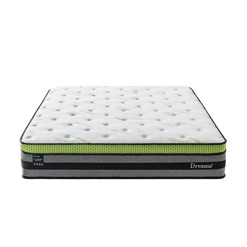 Dreamz Queen Cooling Mattress Pocket Spring Euro Top Bed Foam 7 Zone 30cm