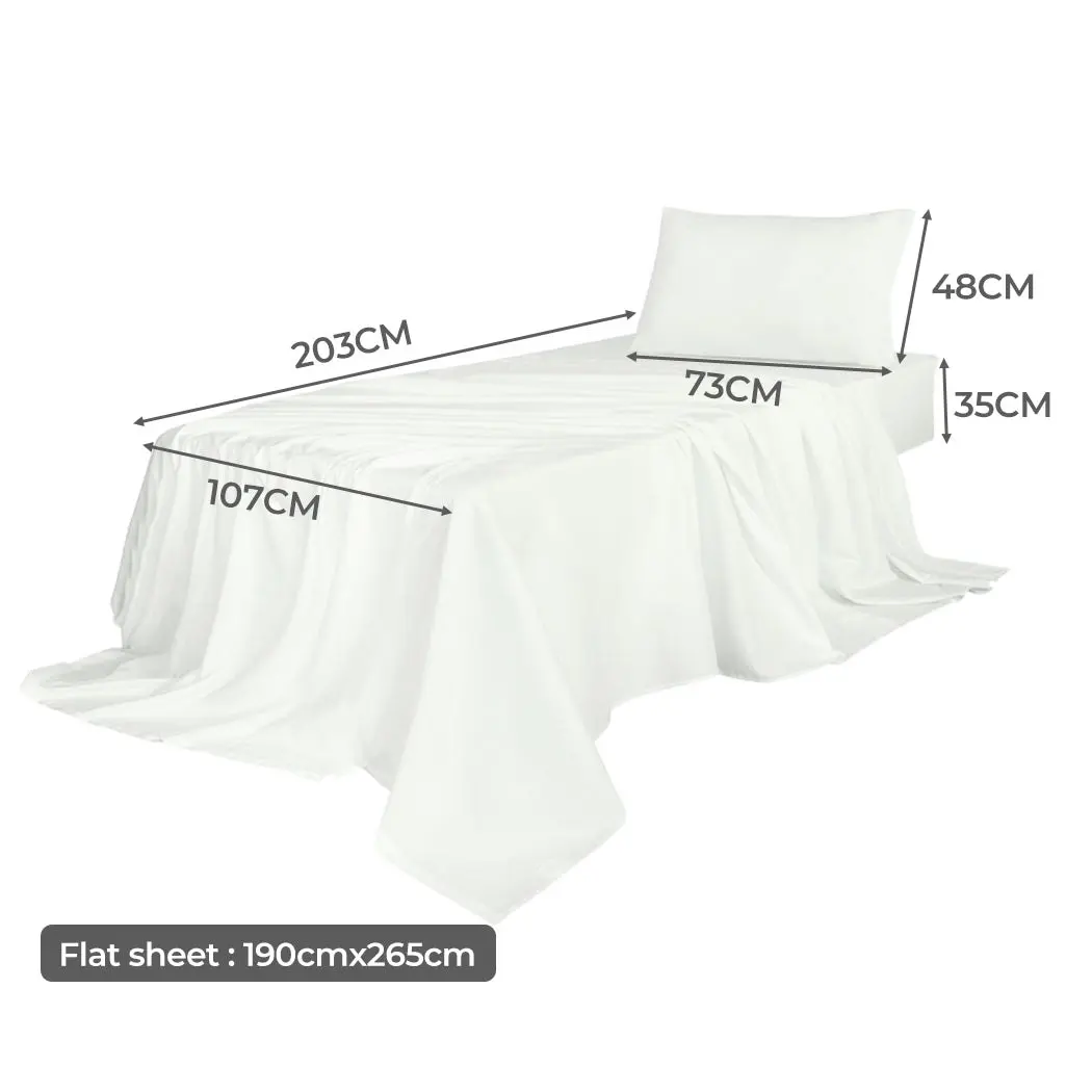 Dreamz Fitted Sheet Set Pillowcase Bamboo King Single White 3PCS