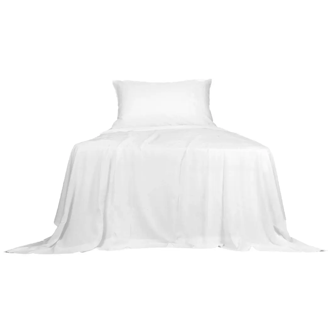 Dreamz Fitted Sheet Set Pillowcase Bamboo King Single White 3PCS