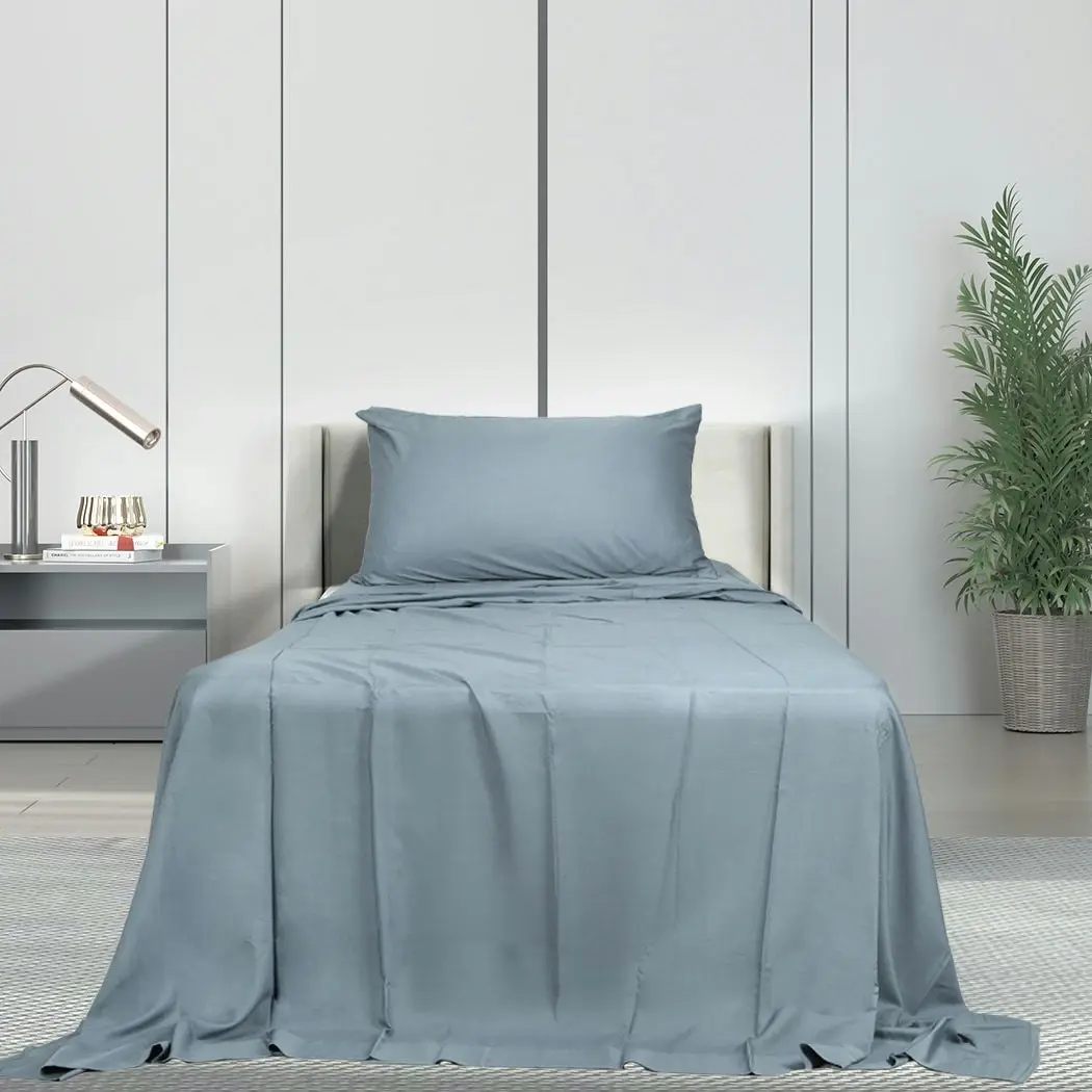 Dreamz Bamboo Sheet Set Fitted Pillowcase Single Size Grey 3PCS Set