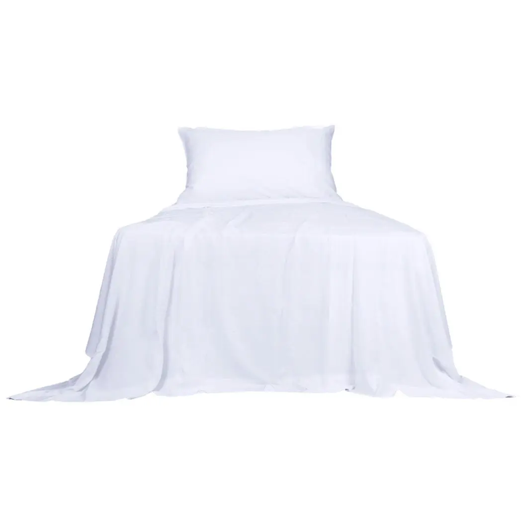 Dreamz Bamboo Sheet Set Fitted Pillowcase Single Size White 3PCS Set