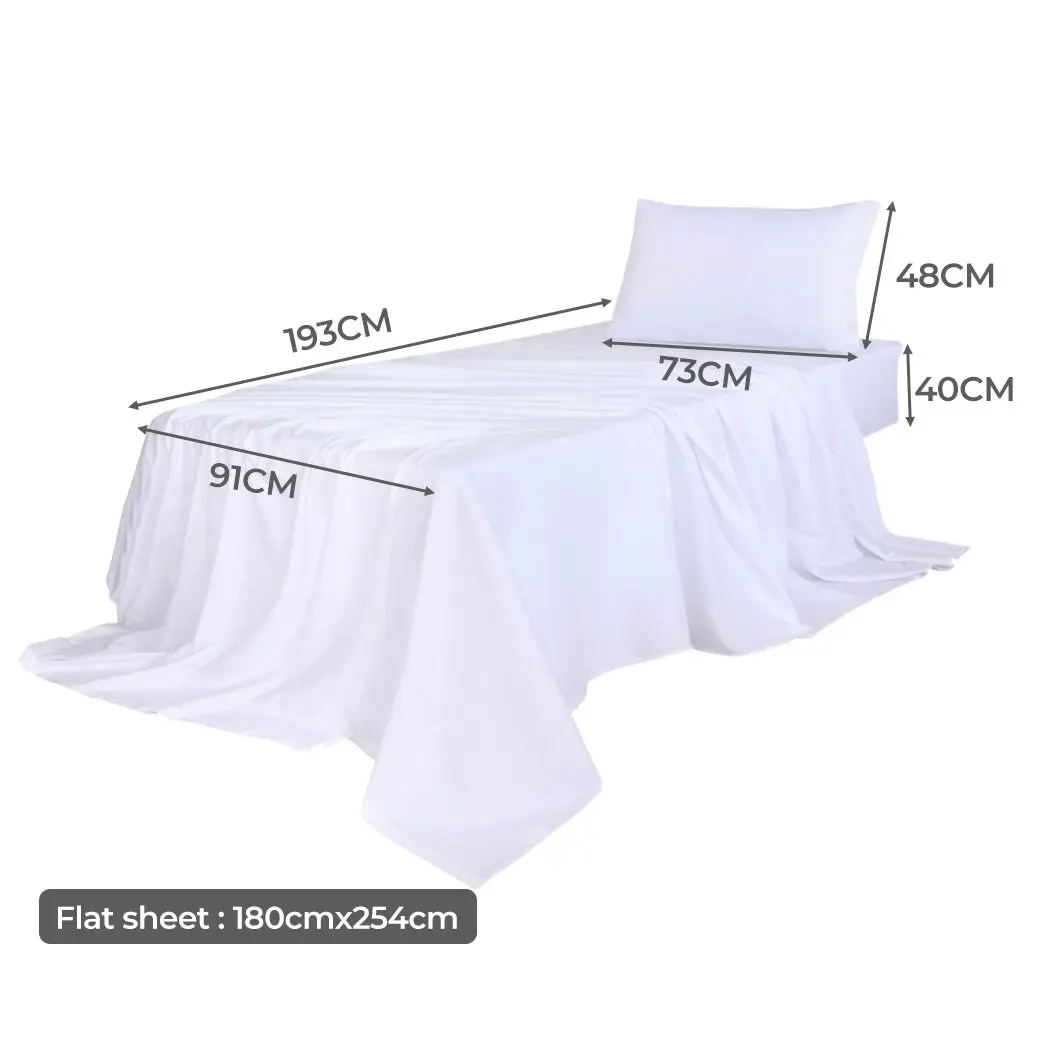 Dreamz Bamboo Sheet Set Fitted Pillowcase Single Size White 3PCS Set