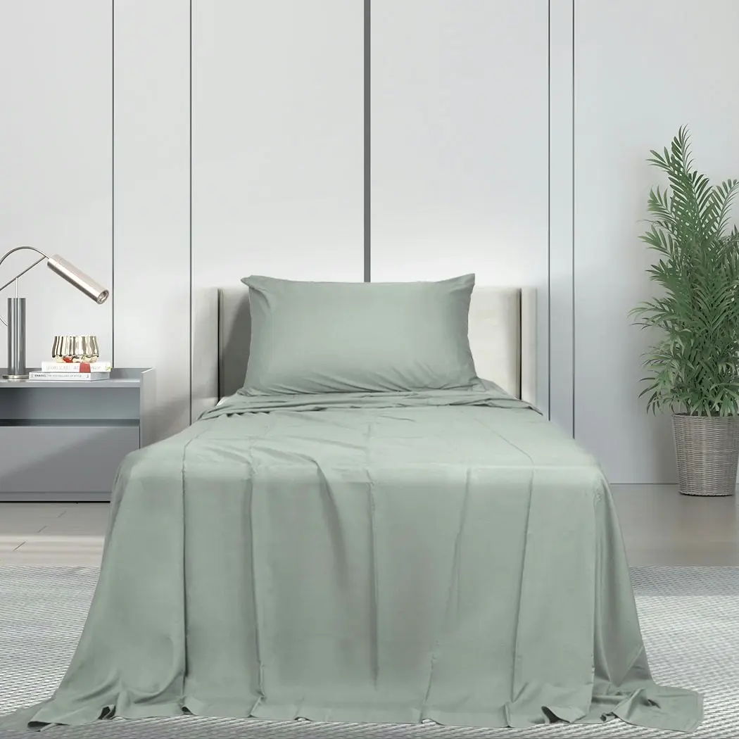 Dreamz Fitted Sheet Set Pillowcase Bamboo Single Grey Summer 3PCS