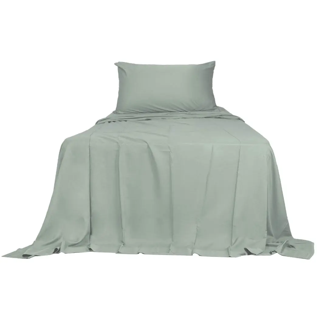 Dreamz Fitted Sheet Set Pillowcase Bamboo Single Grey Summer 3PCS