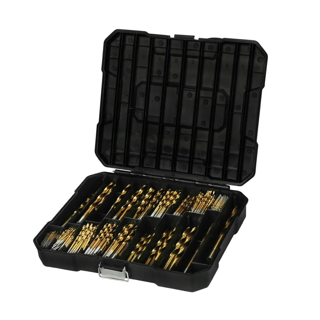 Traderight Drill Bits Set HSS 1mm-10mm Titanium Coated Metal Wood Plastic 230PCS