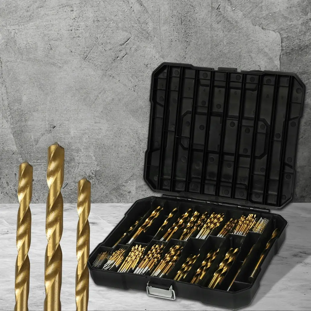 Traderight Drill Bits Set HSS 1mm-10mm Titanium Coated Metal Wood Plastic 230PCS