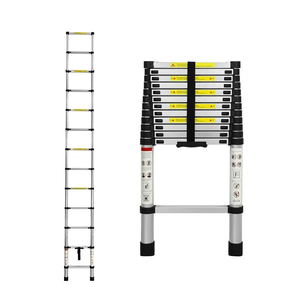 Traderight Multipurpose Ladder Portable Telescopic Extension Step Aluminium 3.8M