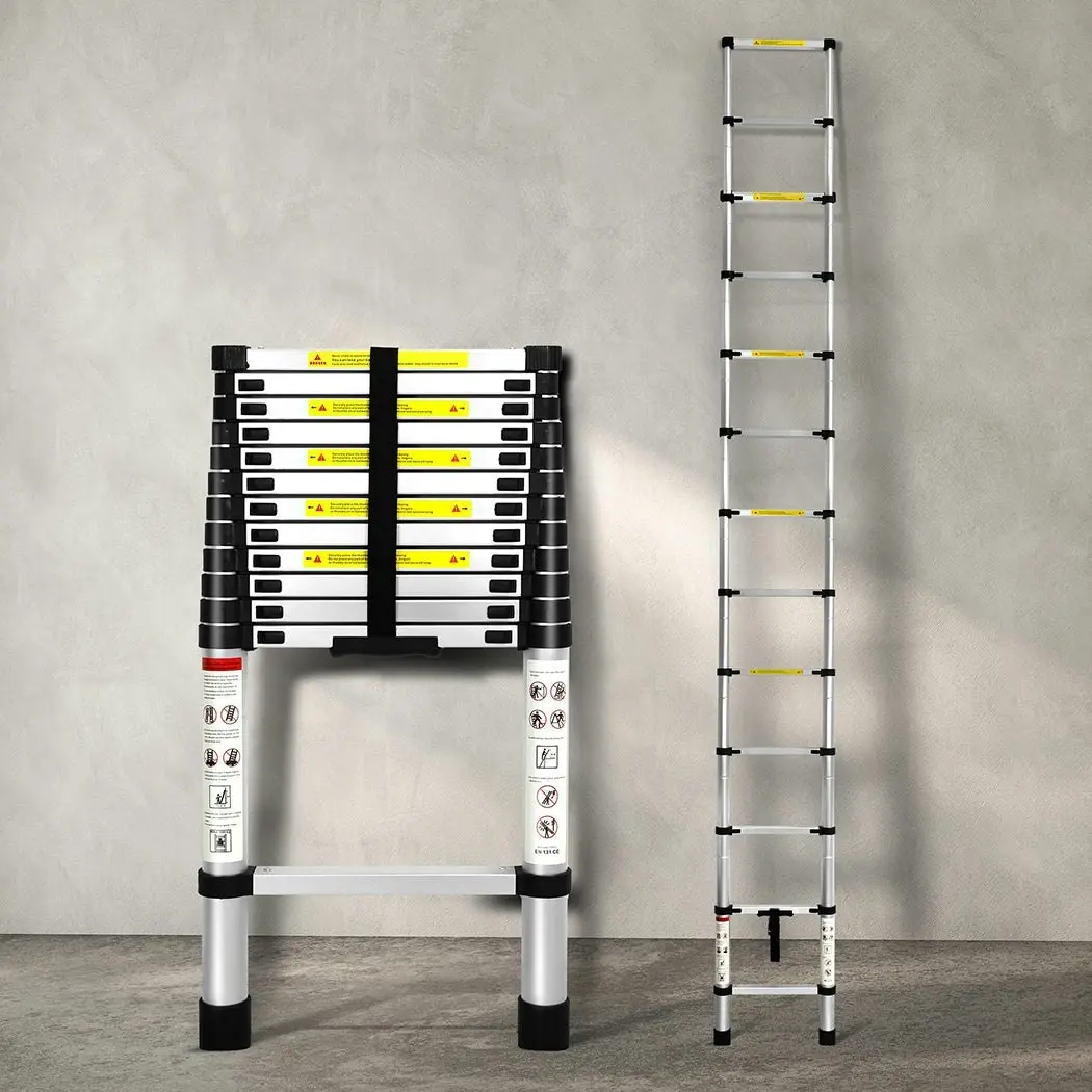 Traderight Multipurpose Ladder Portable Telescopic Extension Step Aluminium 3.8M