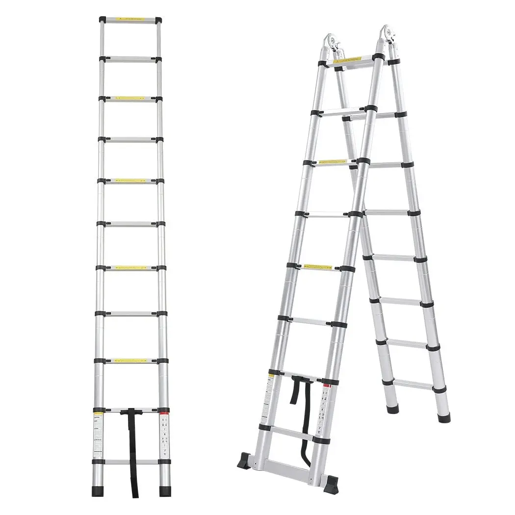 Traderight Multipurpose Ladder Portable Telescopic Extension Step Aluminium 3.8M