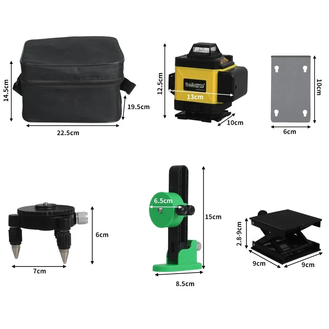 Traderight Laser Level Green Light 4D 16 Lines Self Leveling 360° Rotary Measure