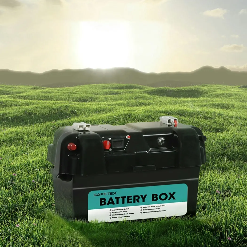 Safetex AGM Battery Box 12V Deep Cycle Battery Solar Caravan Camping