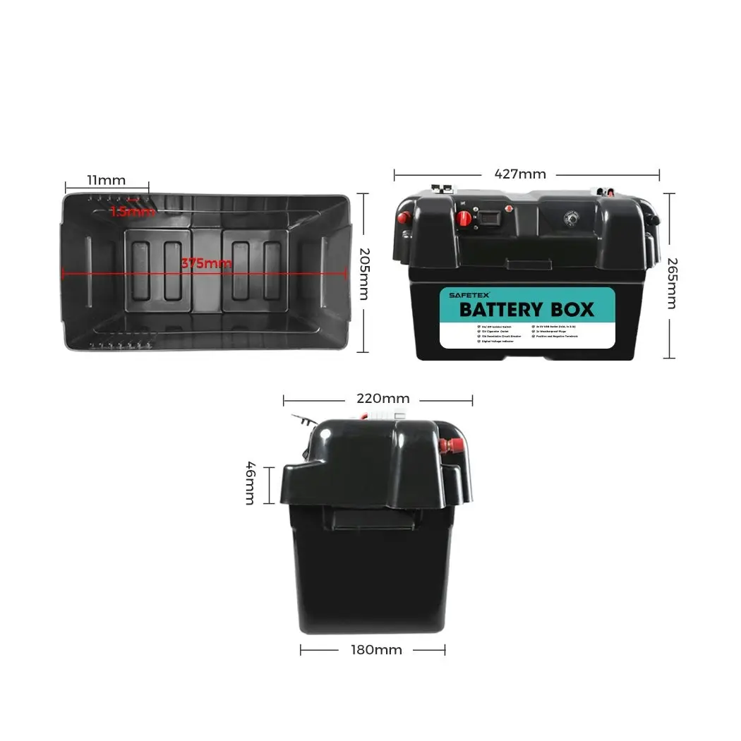 Safetex AGM Battery Box 12V Deep Cycle Battery Solar Caravan Camping