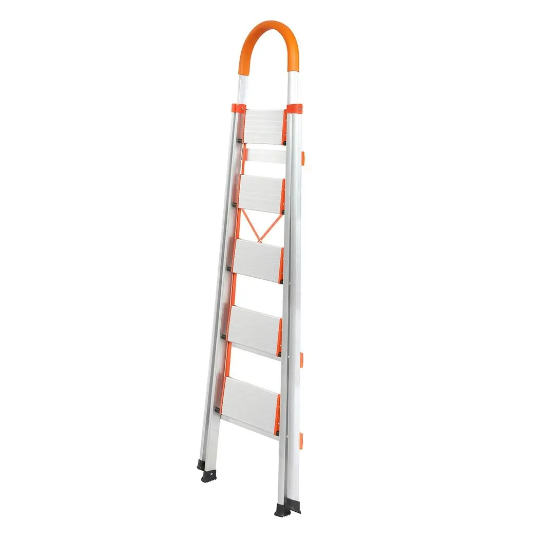 Traderight 5 Step Ladder Folding Aluminium Portable Multi Purpose Household Tool