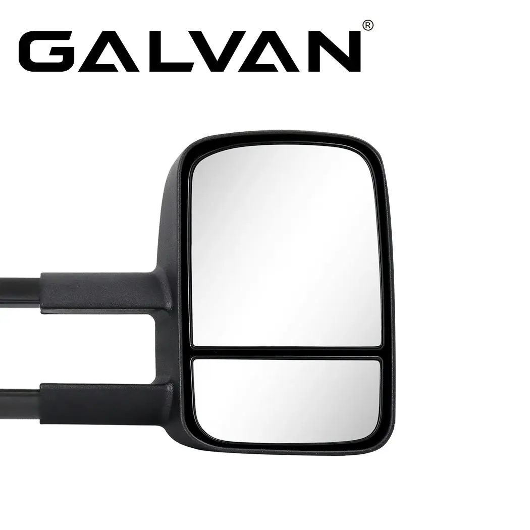 Galvan 2x Extendable Towing Mirrors Black for Toyota Landcruiser LC 100 98-07