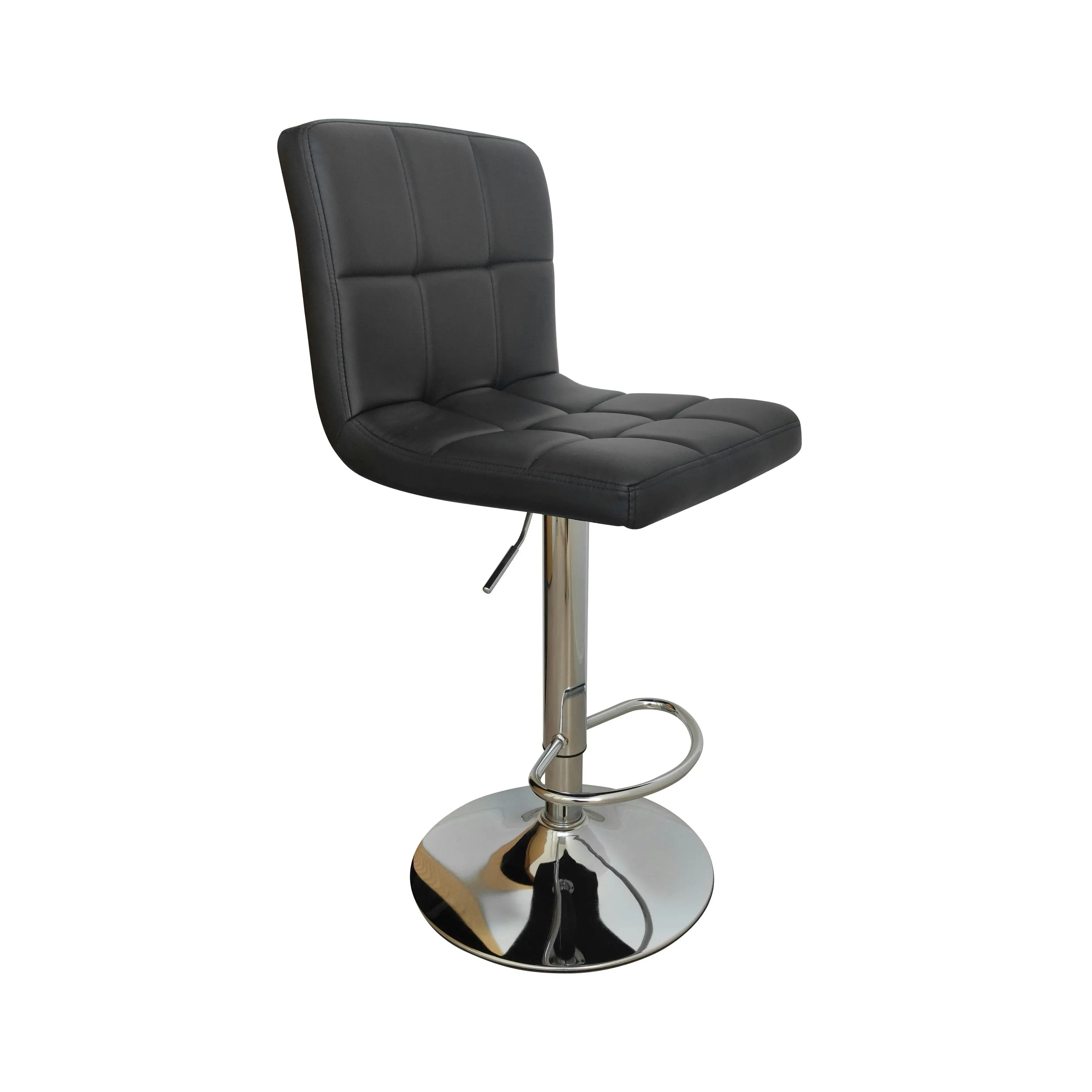 Chotto - Nomu Adjustable Swivel Leather Bar Stools - Black x 2