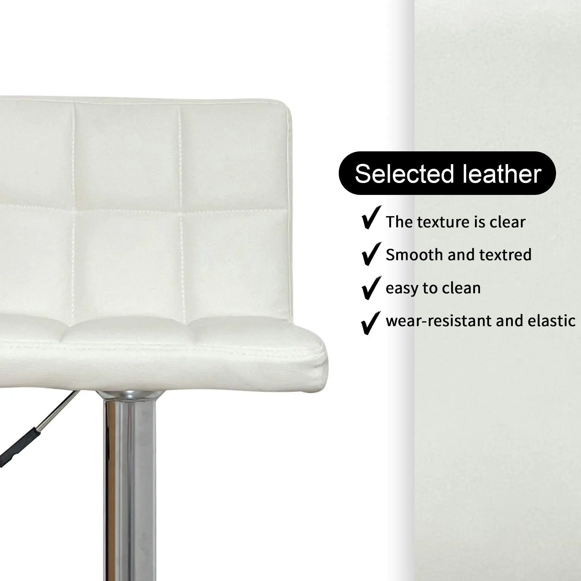 Chotto - Nomu Adjustable Swivel Leather Bar Stools - White x 2