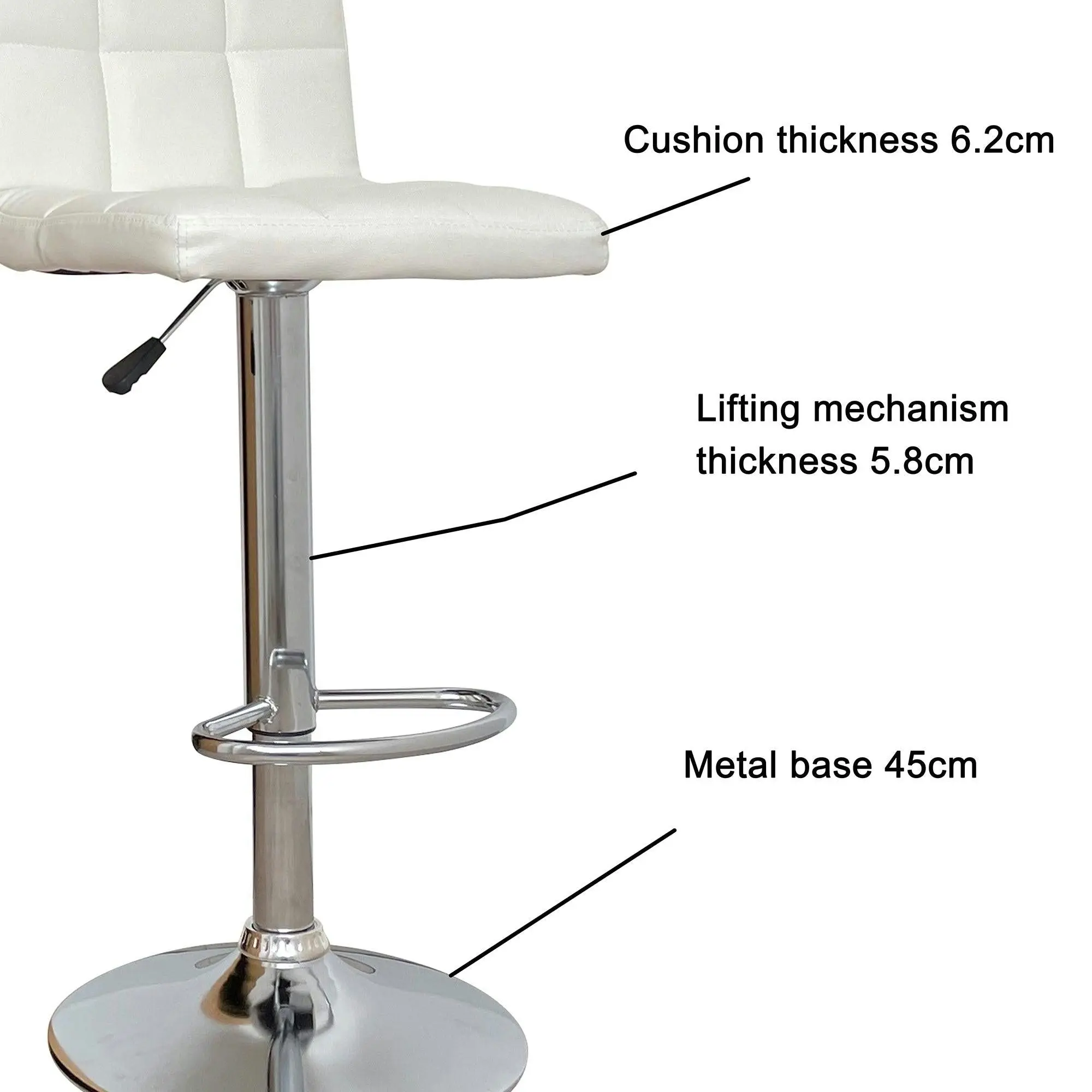 Chotto - Nomu Adjustable Swivel Leather Bar Stools - White x 2