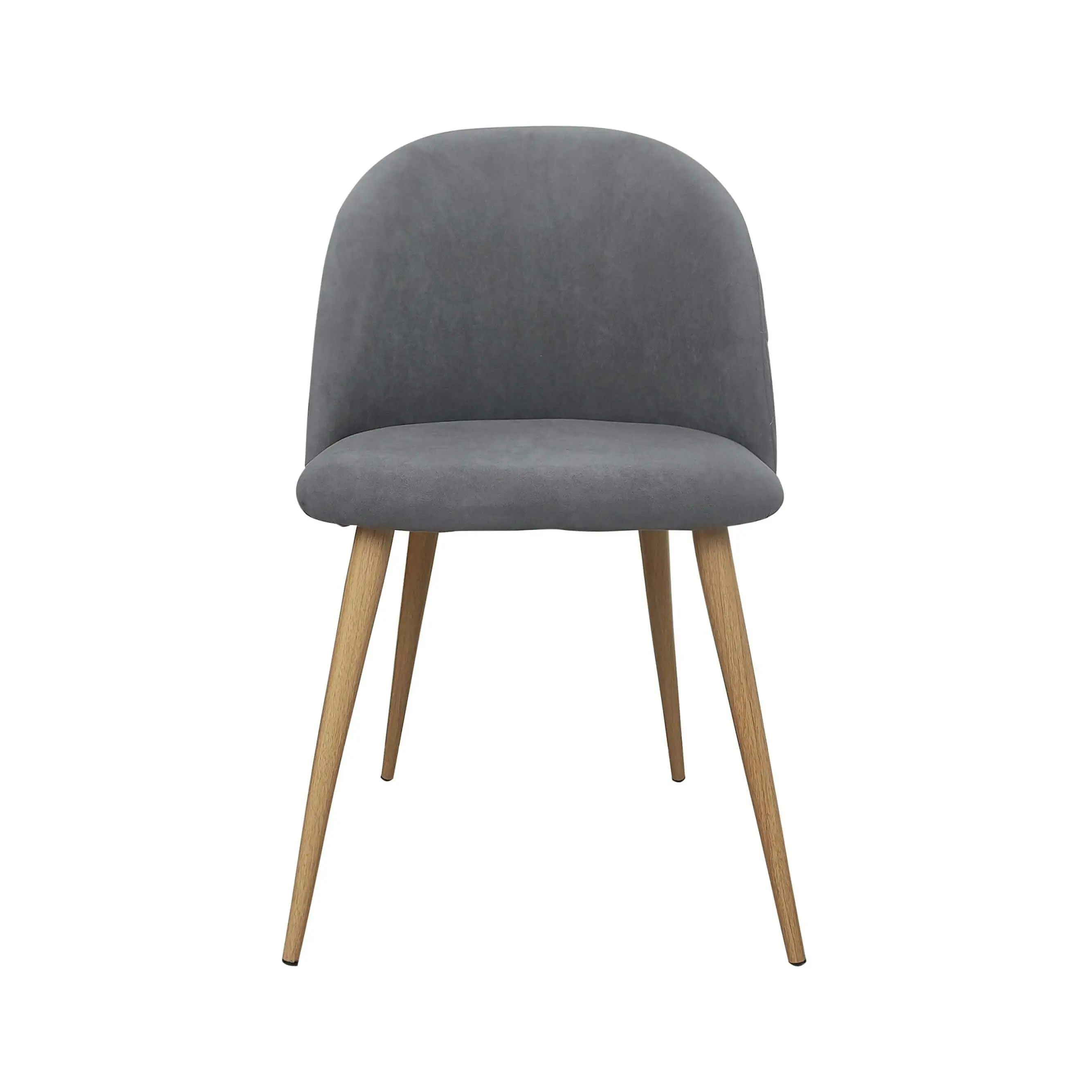 Chotto - Nami Velvet Seat Metal Leg Dining Chairs - Grey x 2