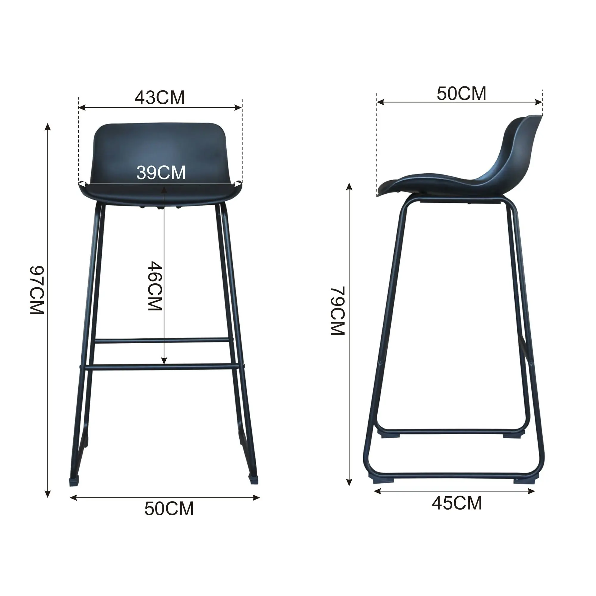 Chotto - Kaba Barstool - Black x 2