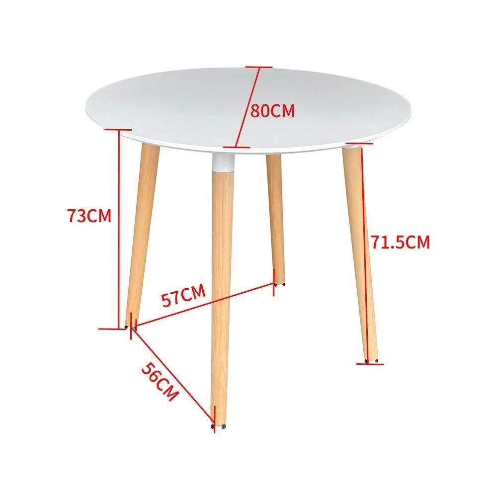 Chotto - Enso Round Top Dining Table with Wooden Legs - White