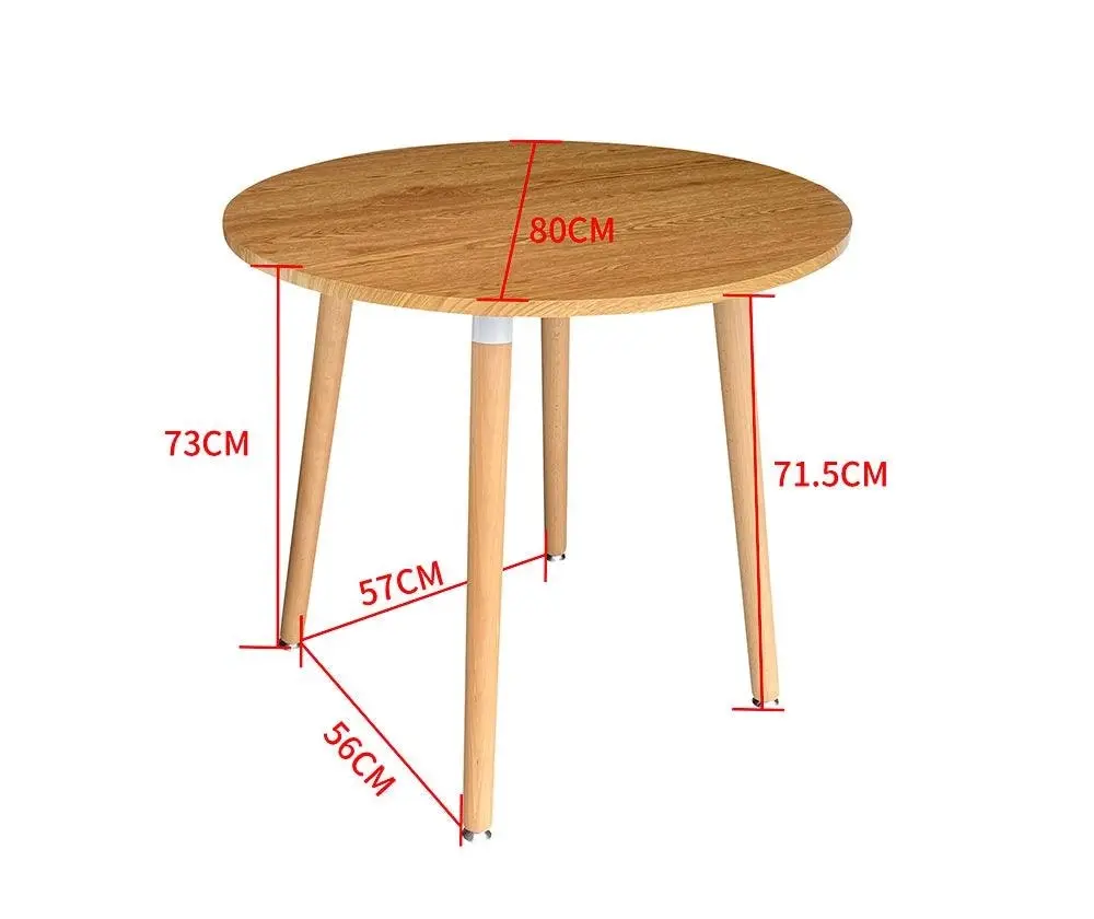 Chotto - Enso Round Top Dining Table with Wooden Legs - Wood