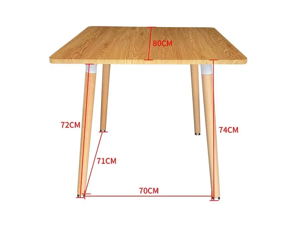 Chotto - Hako Square Top Dining Table with Wooden Legs - Wood