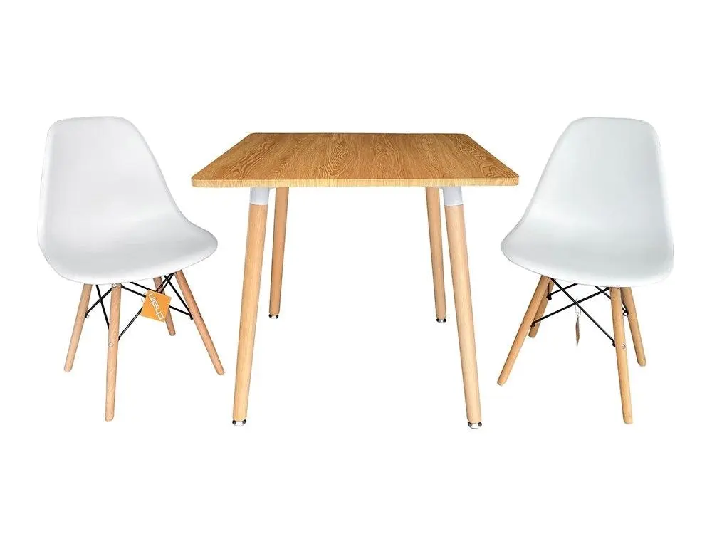 Chotto - Hako Square Top Dining Table with Wooden Legs - Wood