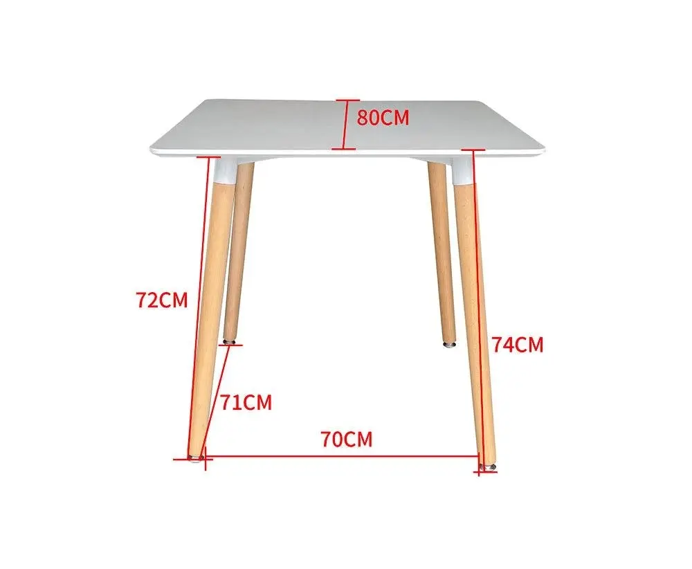 Chotto - Hako Square Top Dining Table with Wooden Legs - White