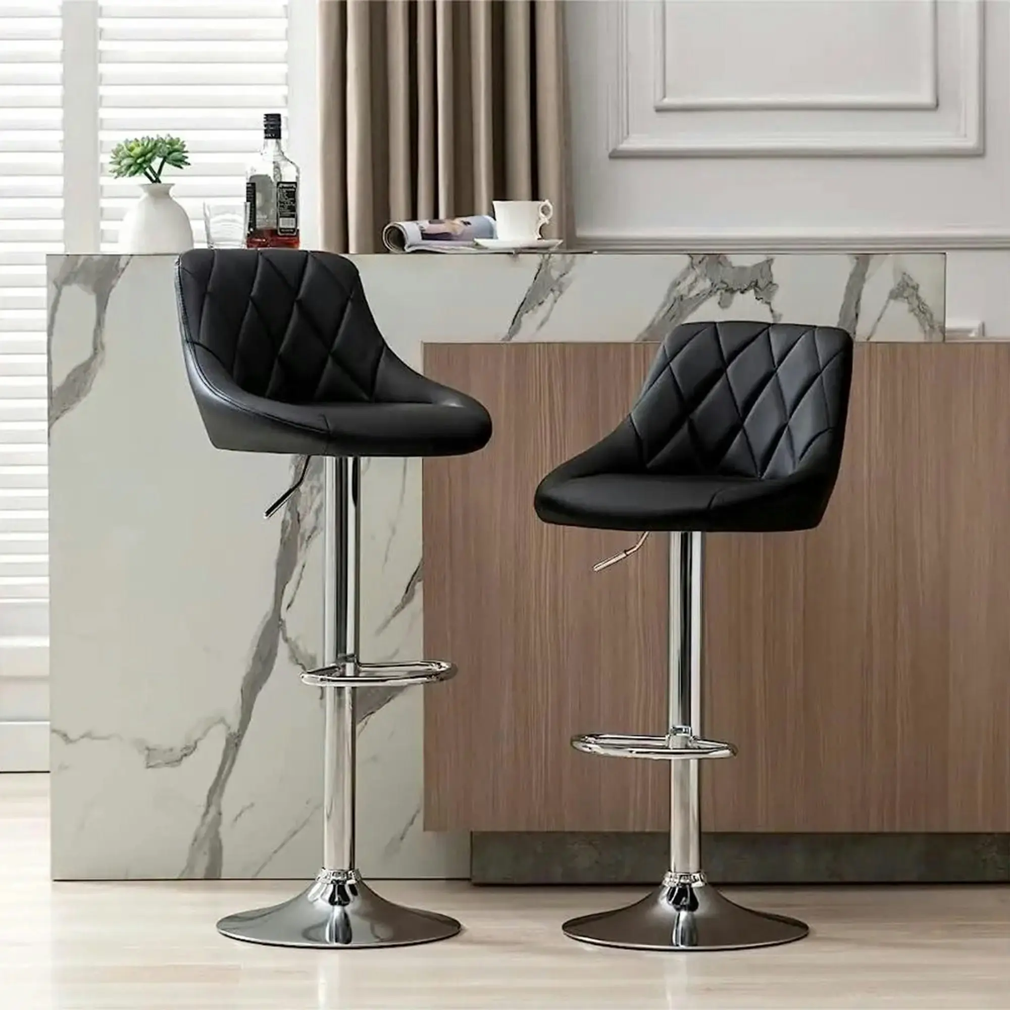 Chotto - Tenji Leather Barstool - Black