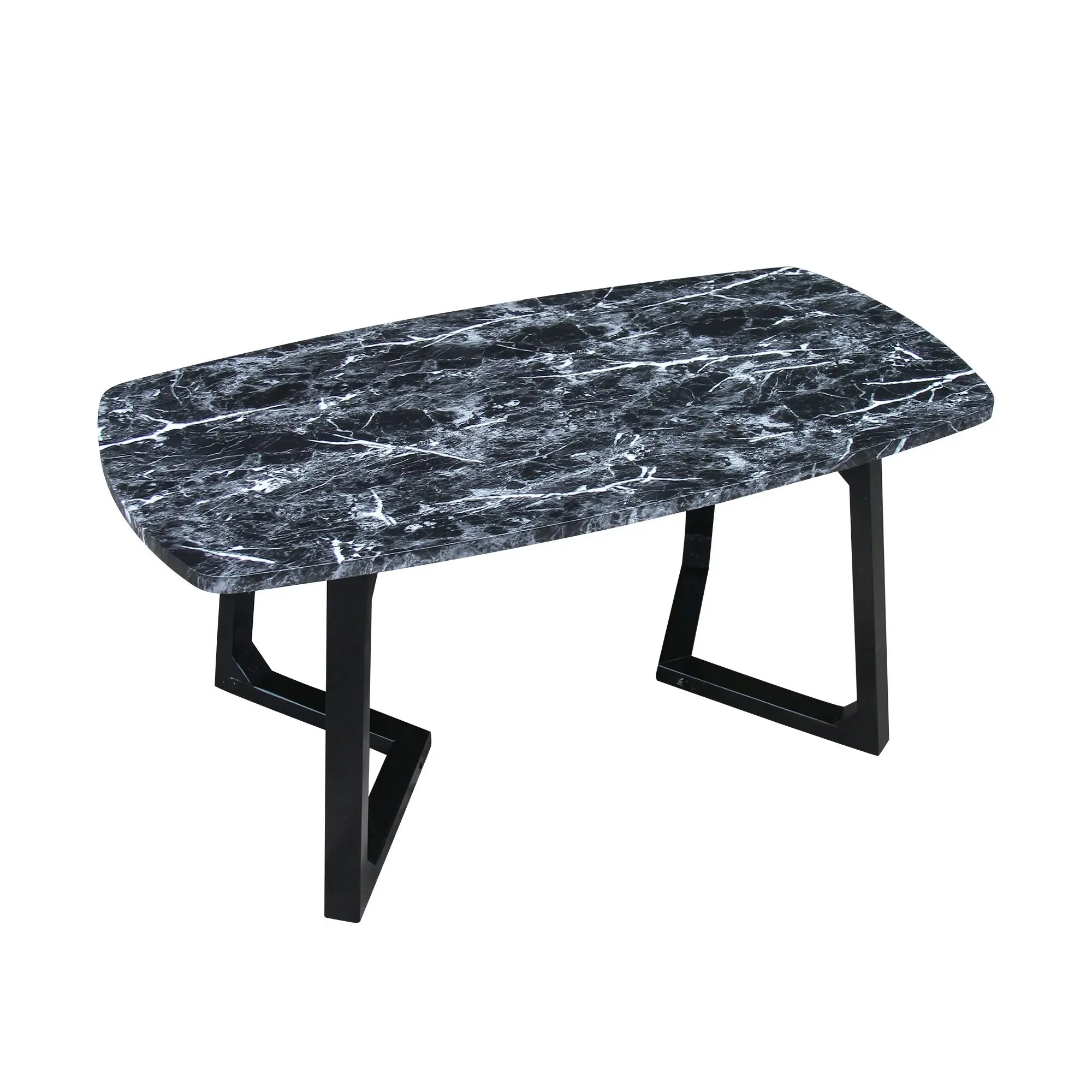 Chotto - Kika Rounded Rectangle Coffee Table - Black Marble Color