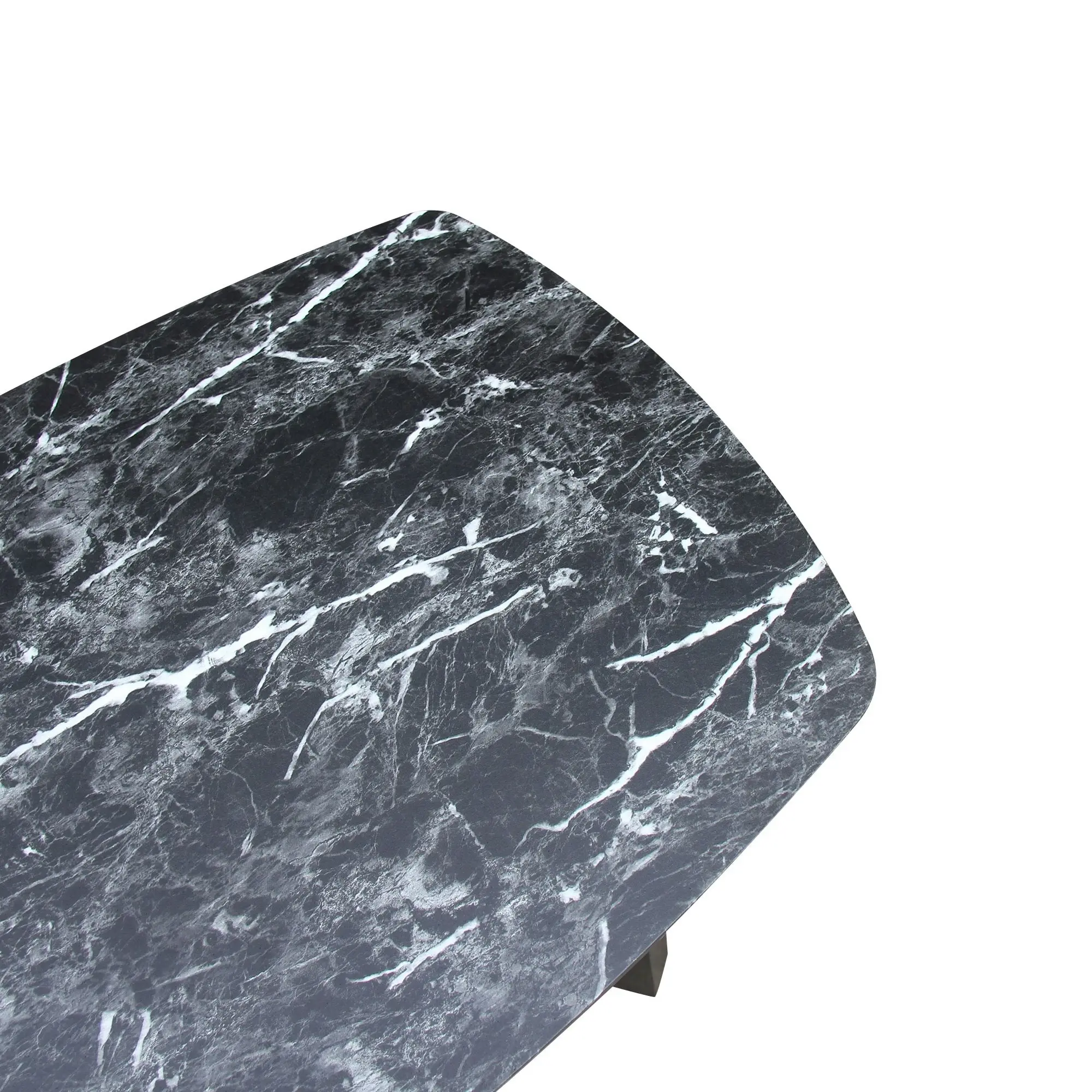 Chotto - Kika Rounded Rectangle Coffee Table - Black Marble Color