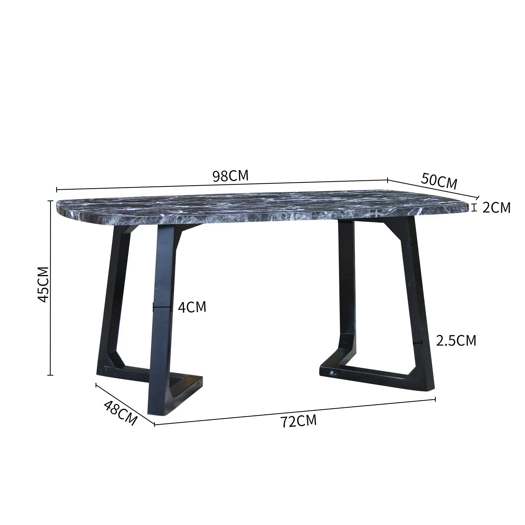 Chotto - Kika Rounded Rectangle Coffee Table - Black Marble Color