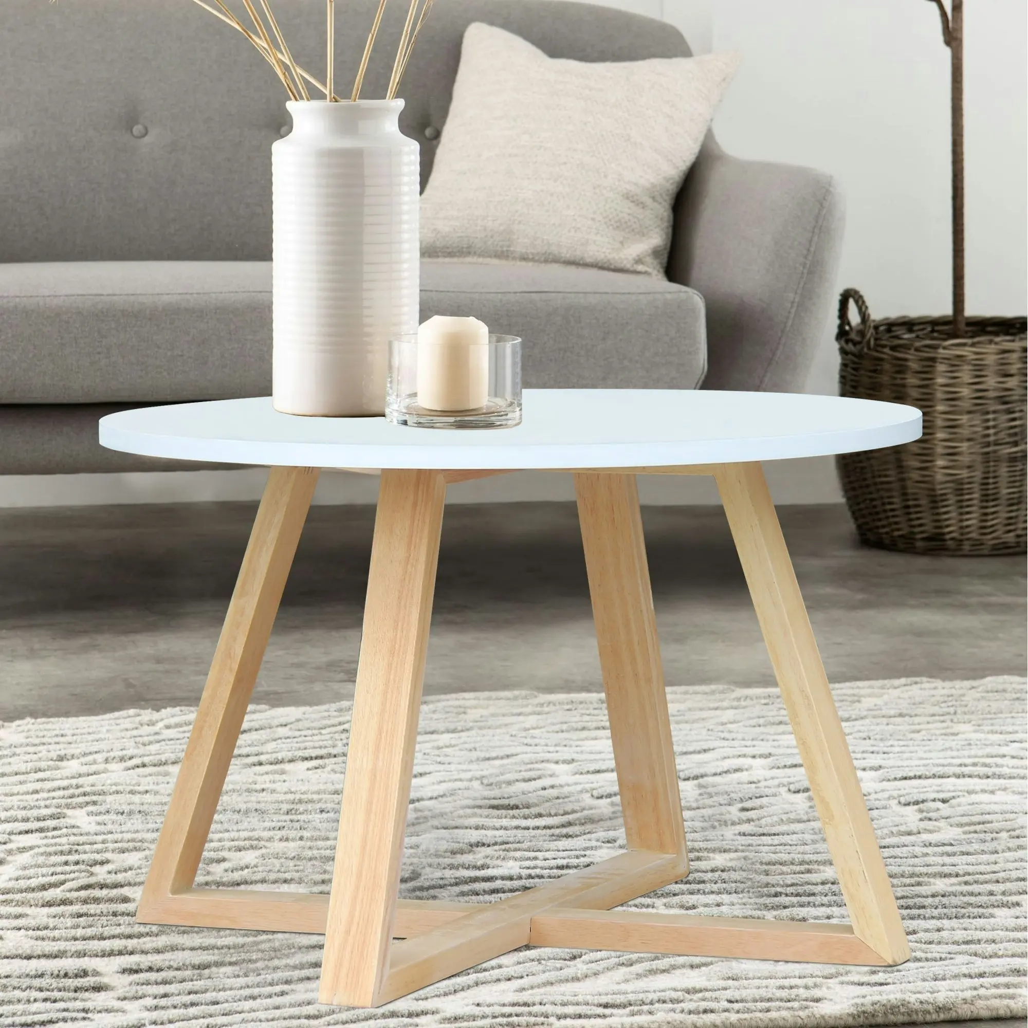 Chotto - Juji Round Top Coffee Table - White - 70cm