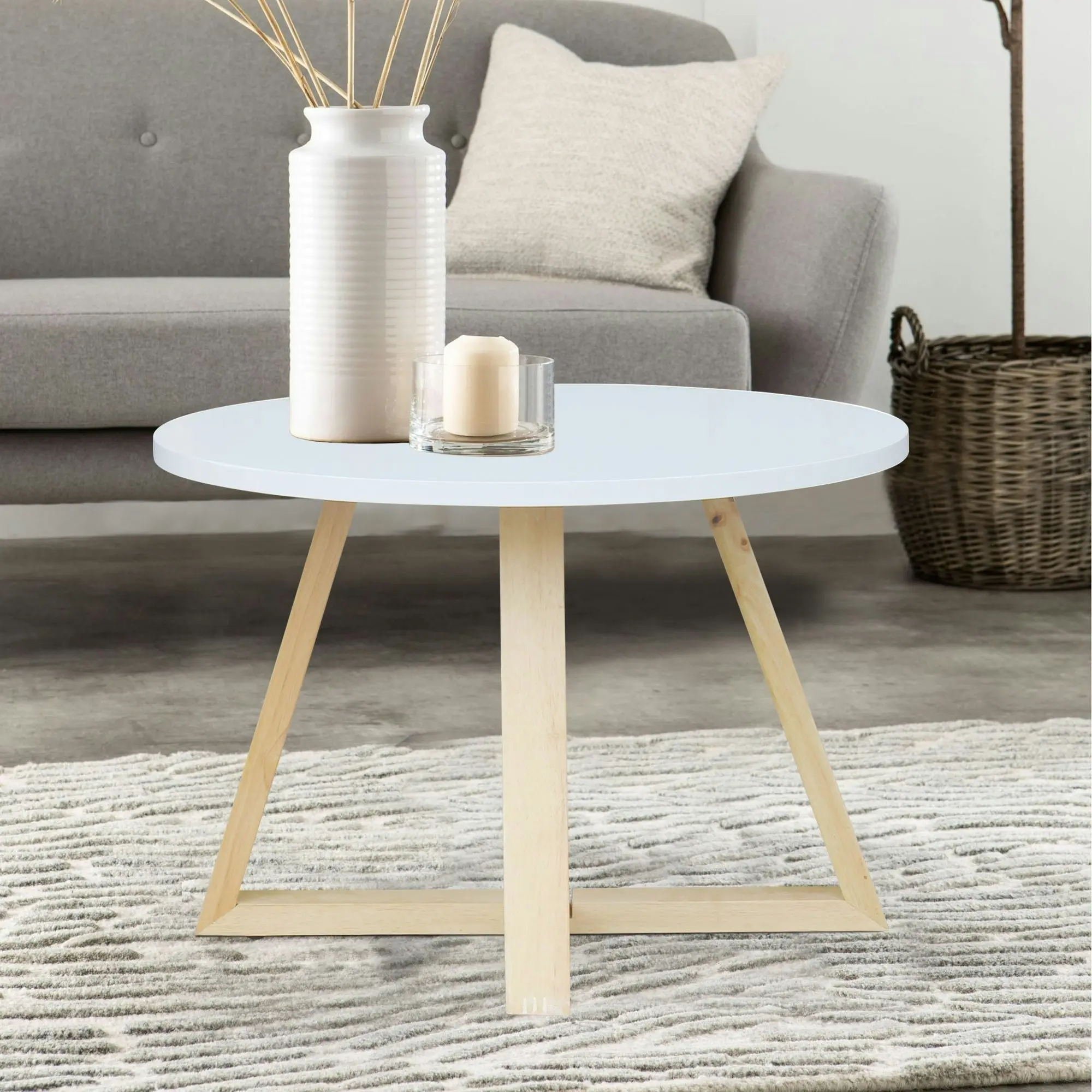 Chotto - Juji Round Top Coffee Table - White - 60cm