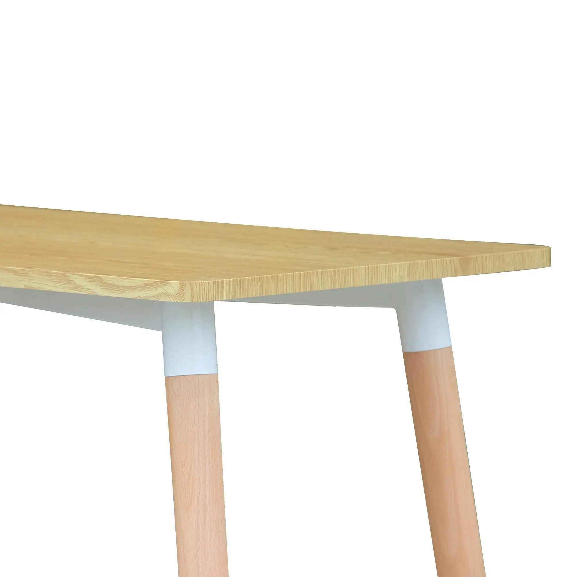 Chotto - Hako Rectangle Top Dining Table with Wooden Legs - Wood - 120cm