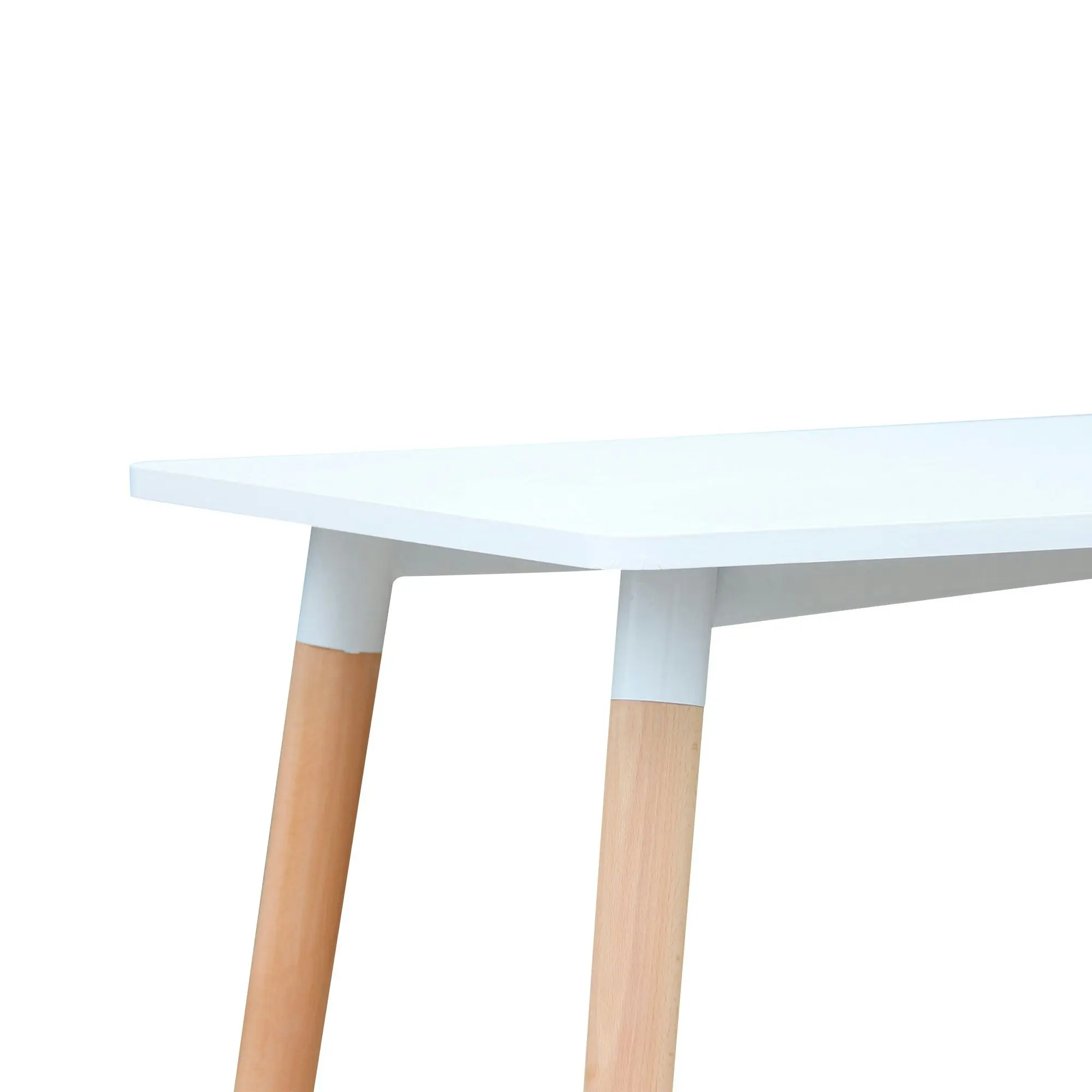 Chotto - Hako Rectangle Top Dining Table with Wooden Legs - White - 120cm