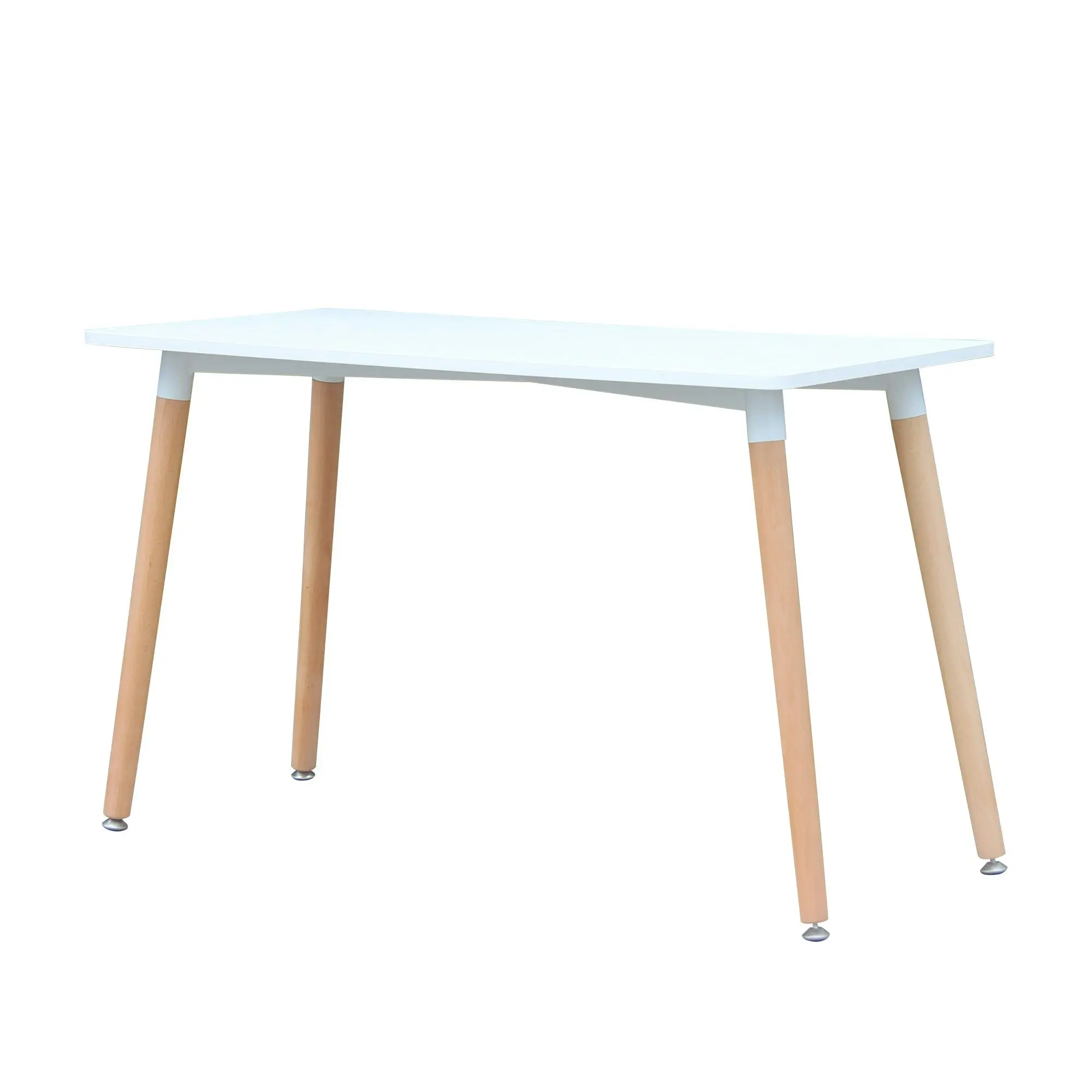 Chotto - Hako Rectangle Top Dining Table with Wooden Legs - White - 120cm