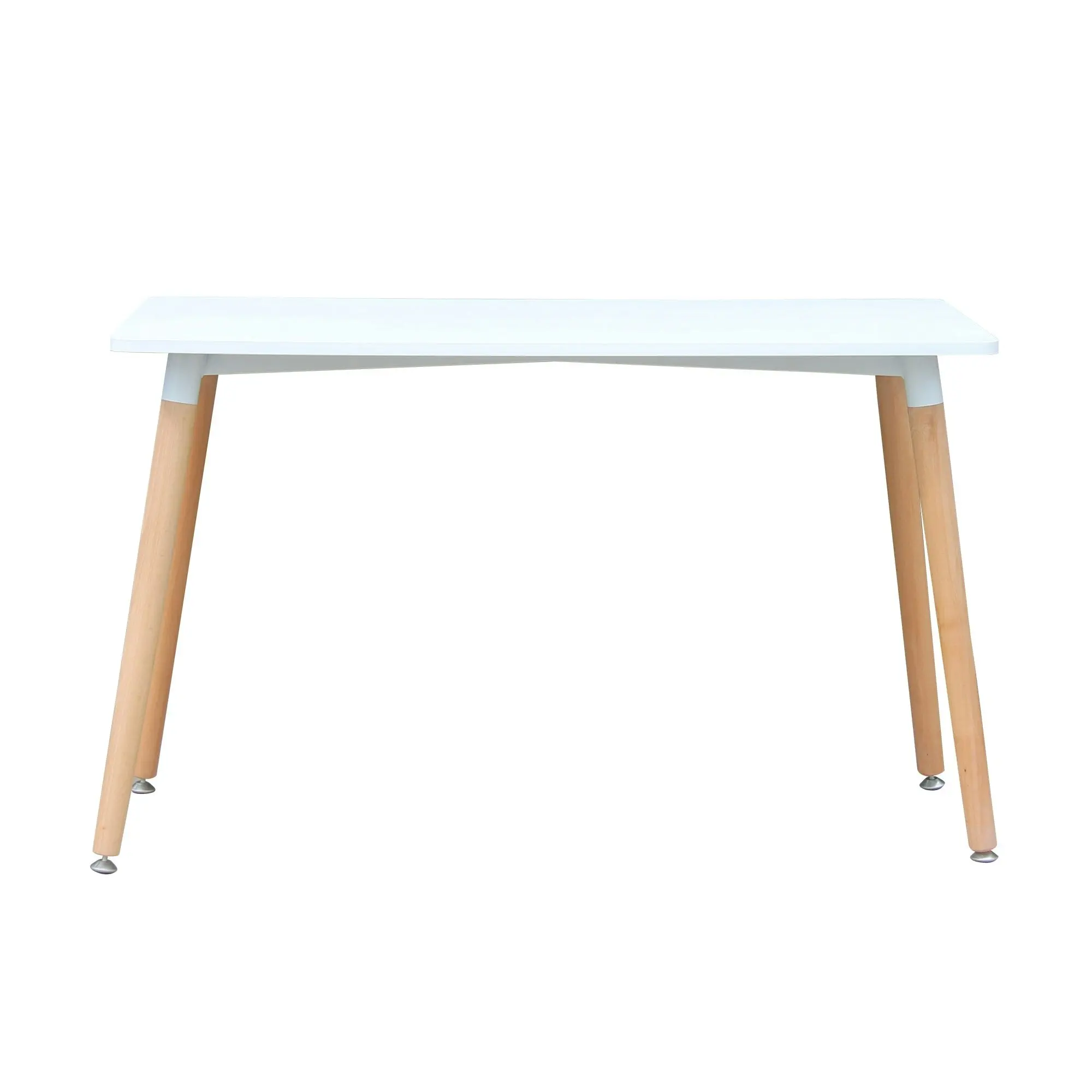 Chotto - Hako Rectangle Top Dining Table with Wooden Legs - White - 120cm