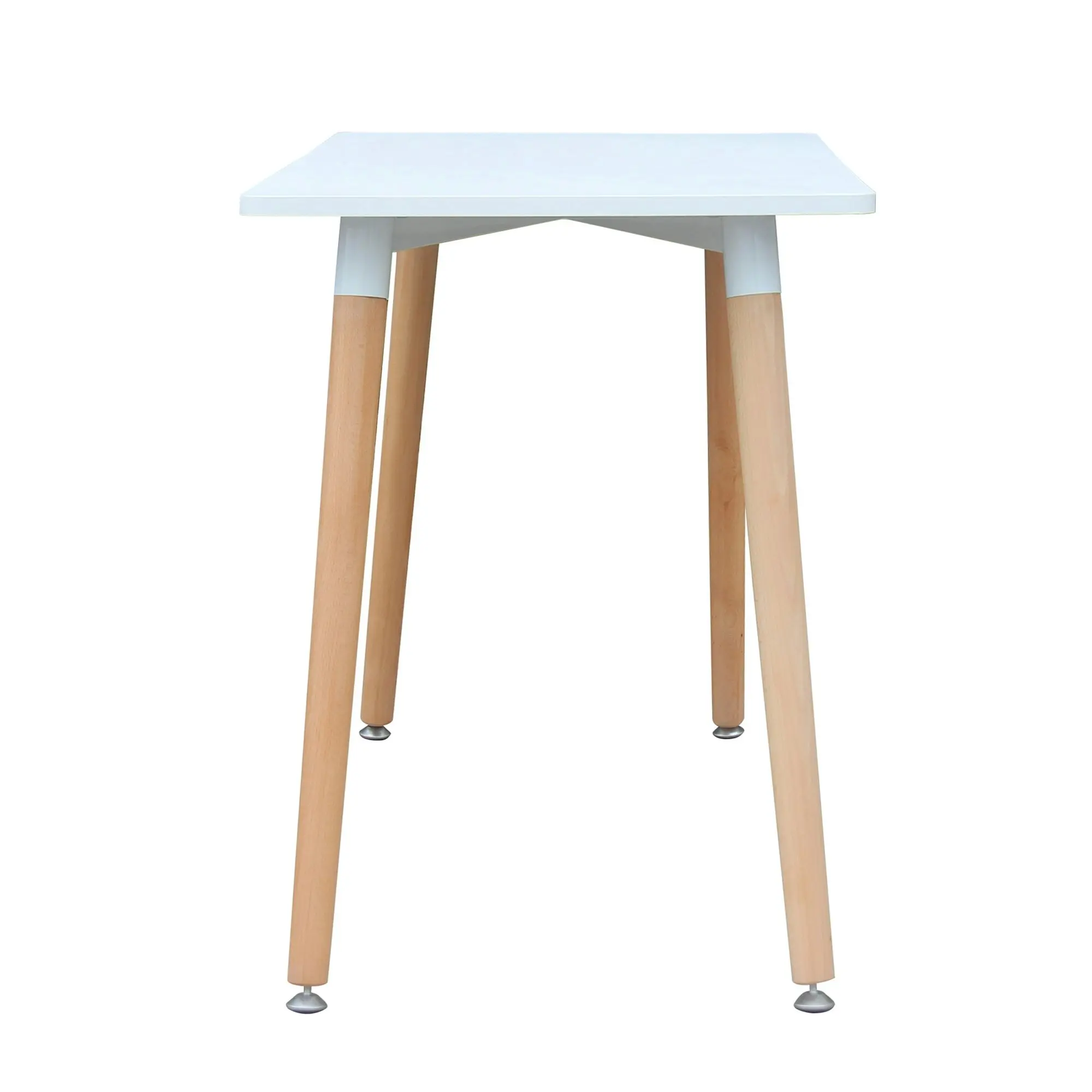 Chotto - Hako Rectangle Top Dining Table with Wooden Legs - White - 120cm