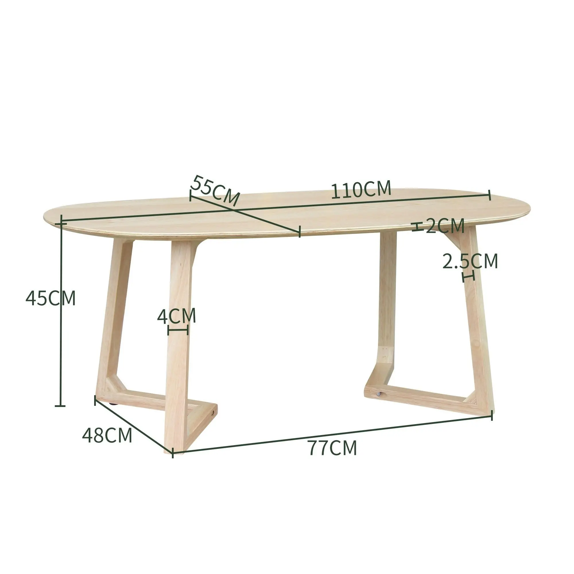 Chotto - Tsuno Rounded Rectangle Top Coffee Table - Wood - 60cm