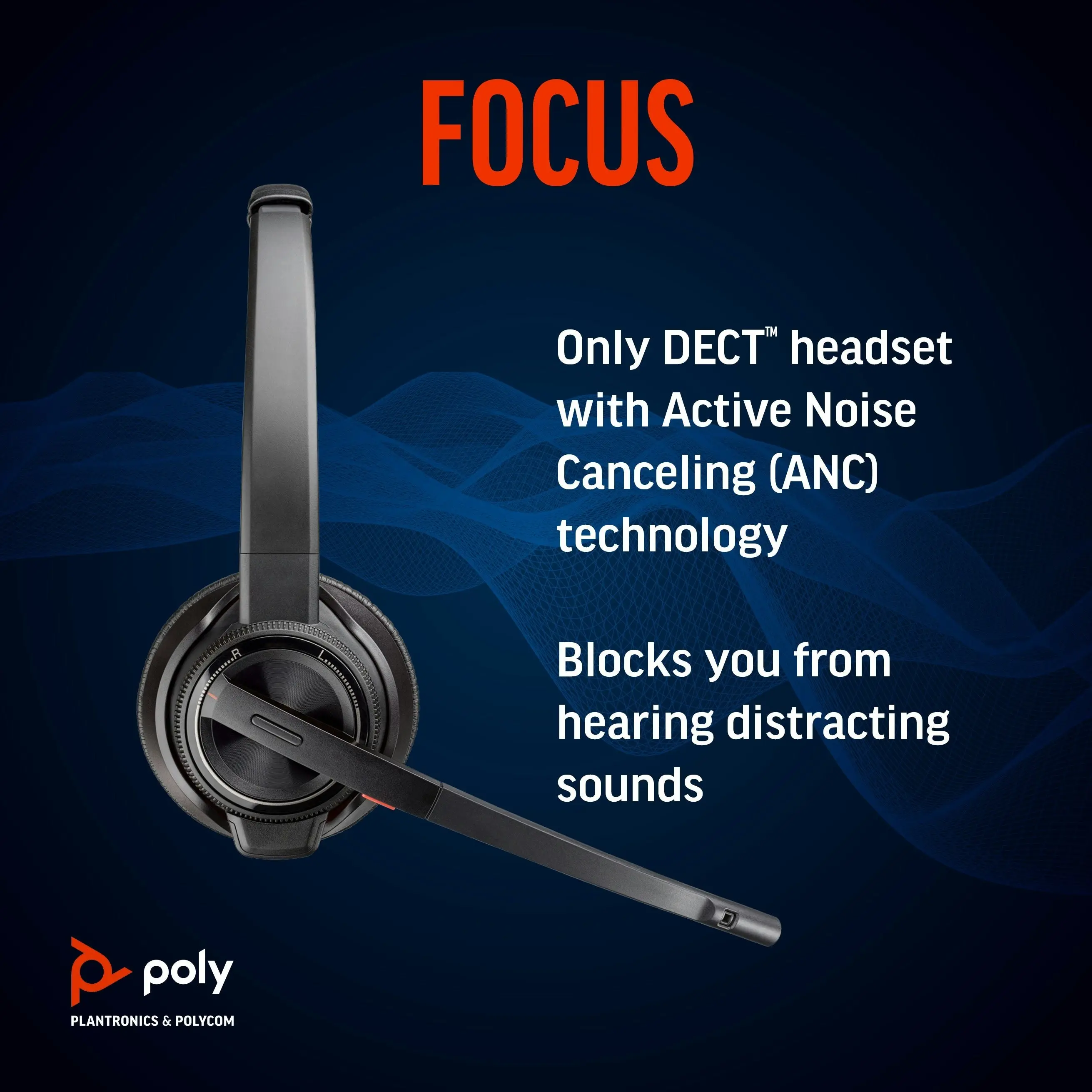 Poly Savi 8200 UC Wireless DECT Noise Canceling Headset