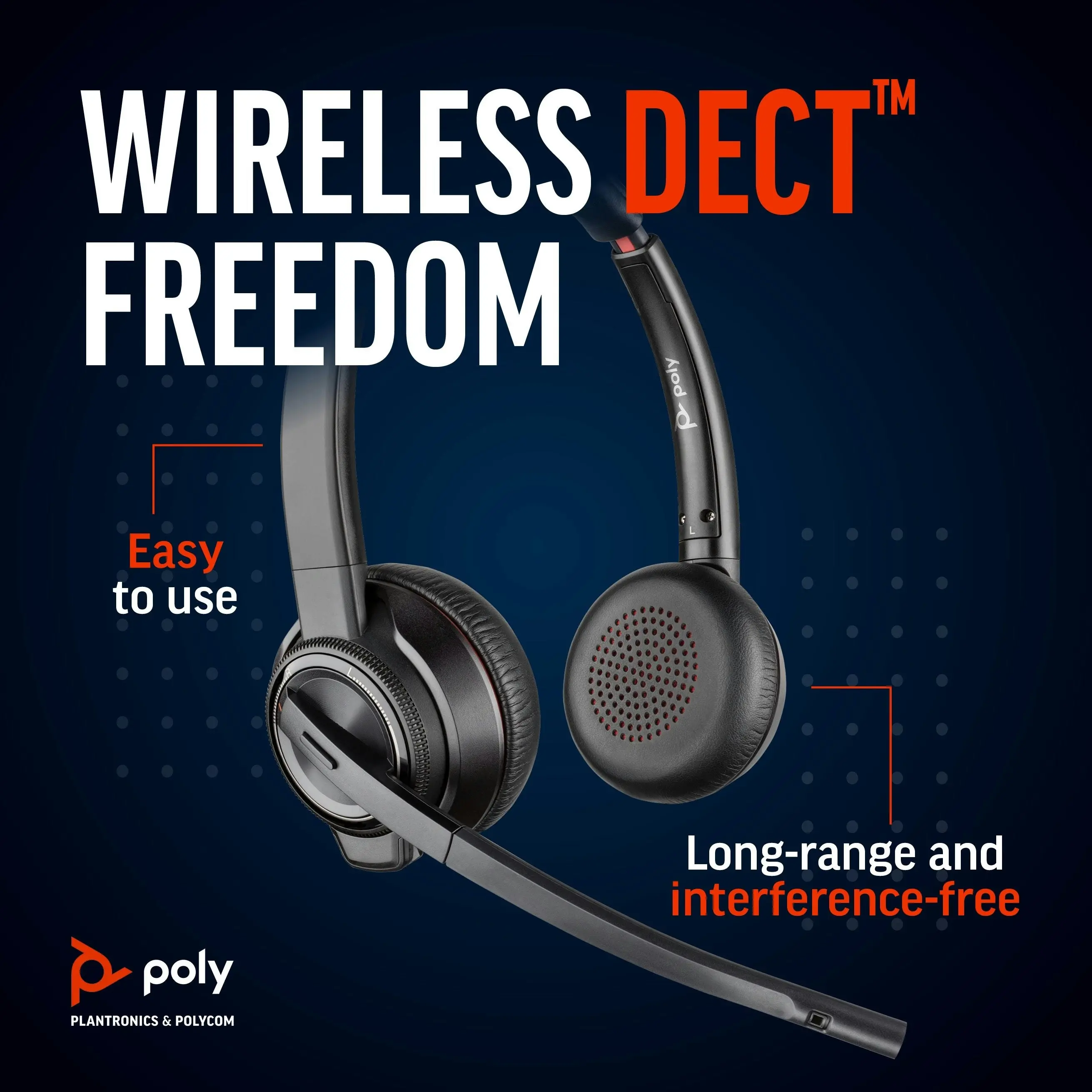 Poly Savi 8200 UC Wireless DECT Noise Canceling Headset