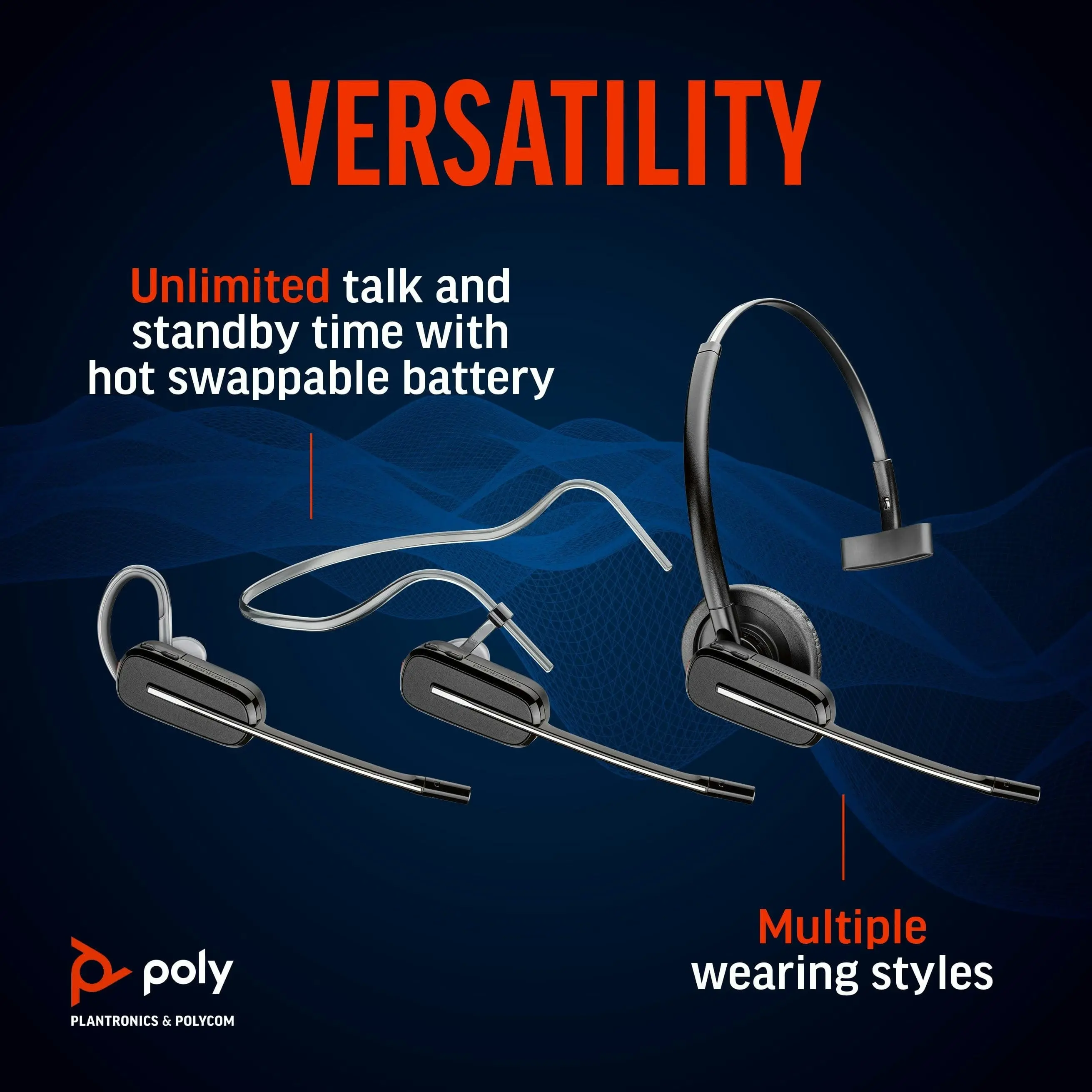 Poly SAVI 8245-M UC MS USB-A Convertible Wireless Mono Headset